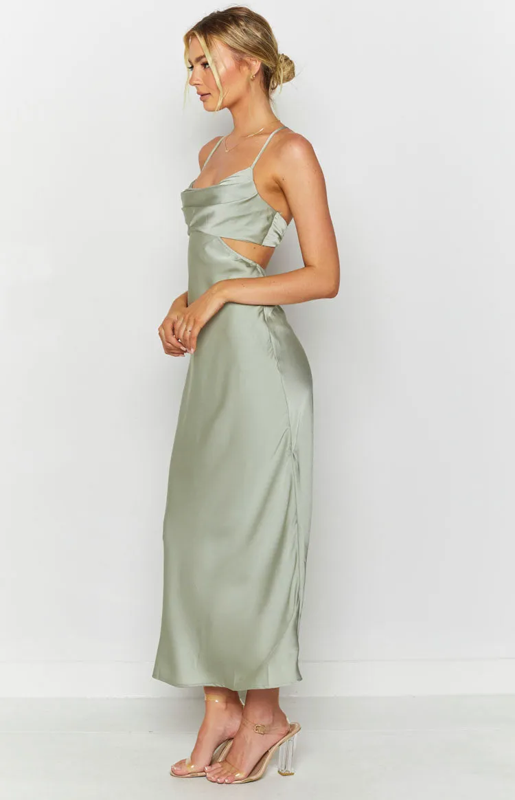 Taleah Cut Out Maxi Dress Sage sold by Beginning Boutique product image thumbnail 3