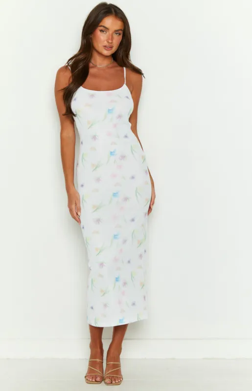 Blythe Floral Mesh Midi Dress sold by Beginning Boutique