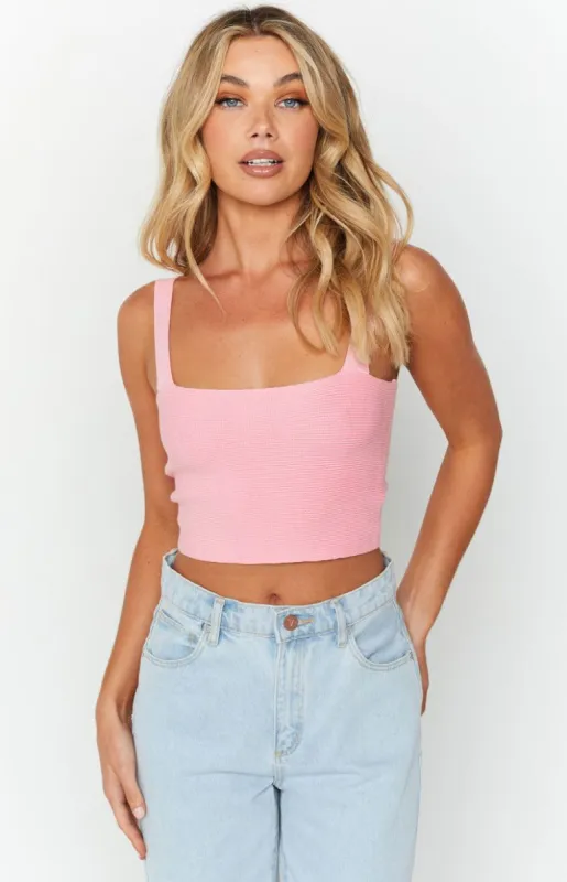 Jellie Pink Knit Twist Top sold by Beginning Boutique