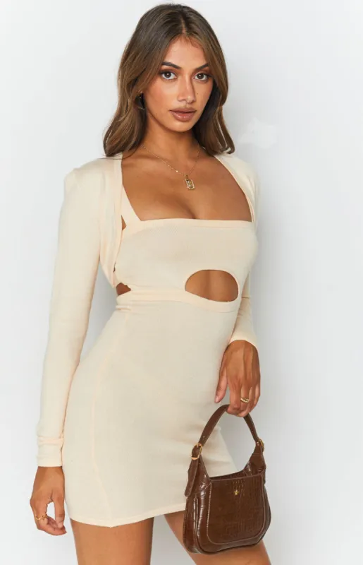 Zuri Knit Dress with Bolero Cream sold by Beginning Boutique