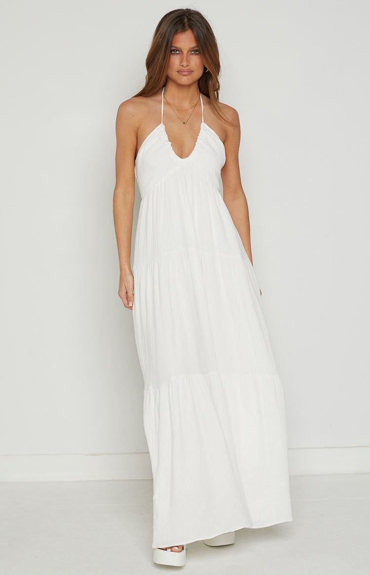 Breezi White Tiered Maxi Dress sold by Beginning Boutique product image thumbnail 3