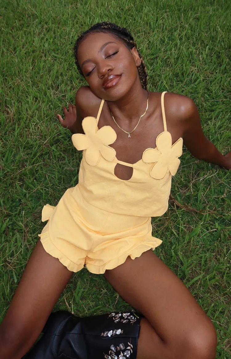 Petal Yellow Crop Top sold by Beginning Boutique