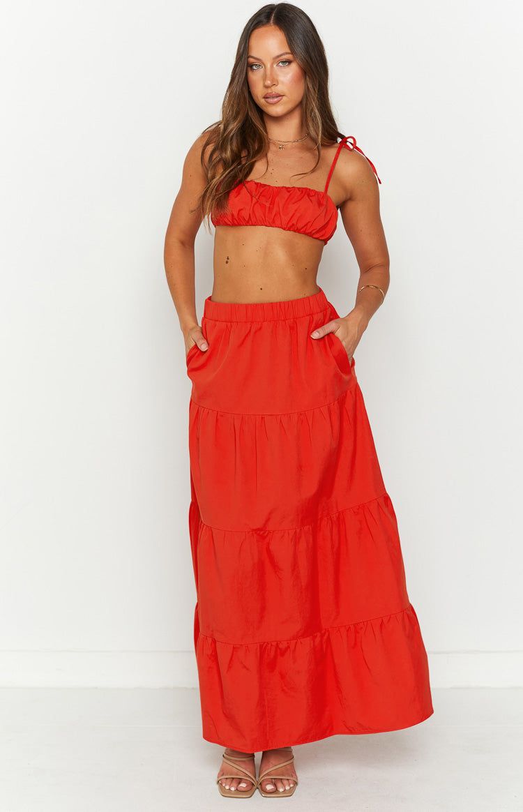 Sahara Red Maxi Skirt sold by Beginning Boutique product image thumbnail 5