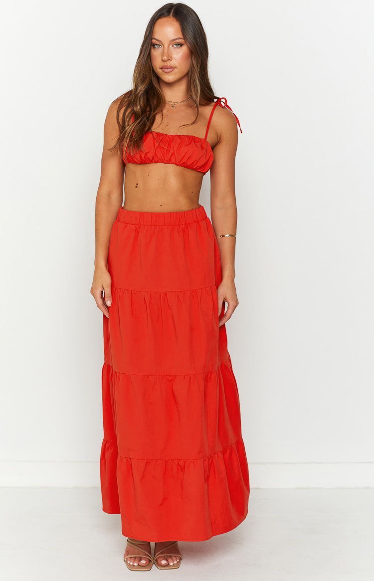 Sahara Red Maxi Skirt sold by Beginning Boutique product image thumbnail 4
