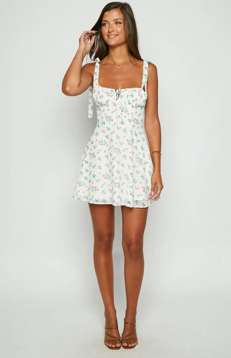 Althea White Floral Tie Strap Mini Dress sold by Beginning Boutique product image thumbnail 2