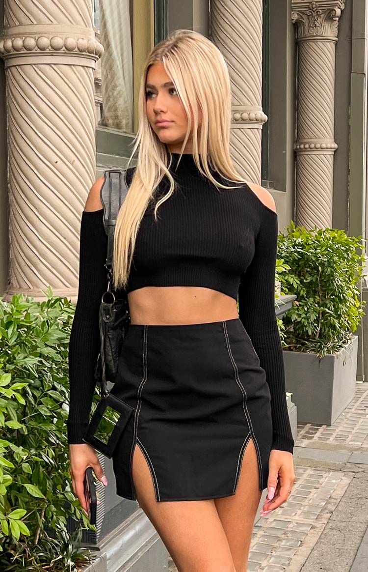 Amaya Black Contrast Mini Skirt sold by Beginning Boutique product image thumbnail 2