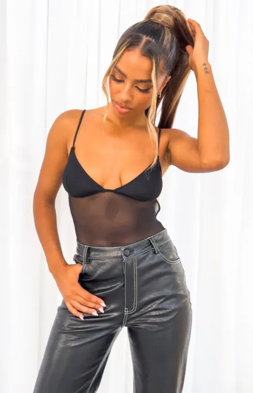 Eddie Black Mesh Bodysuit sold by Beginning Boutique