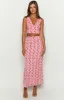 Dahlia Pink And Red Speckled Maxi Skirt sold by Beginning Boutique