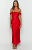 Ella Red Off Shoulder Formal Dress sold by Beginning Boutique
