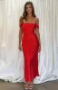 Ella Red Off Shoulder Formal Dress sold by Beginning Boutique