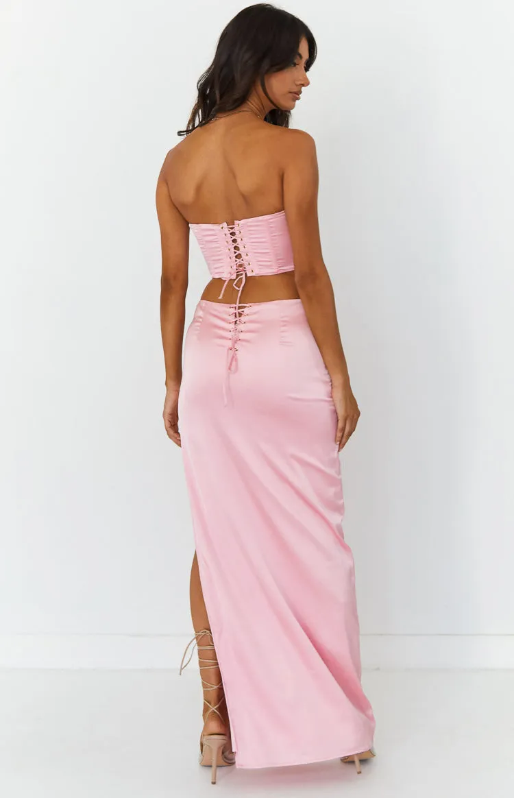 Mckenzie Pink Satin Maxi Skirt sold by Beginning Boutique product image thumbnail 4