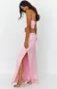 Mckenzie Pink Satin Maxi Skirt sold by Beginning Boutique