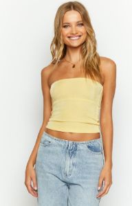 Sue Yellow Tube Top sold by Beginning Boutique