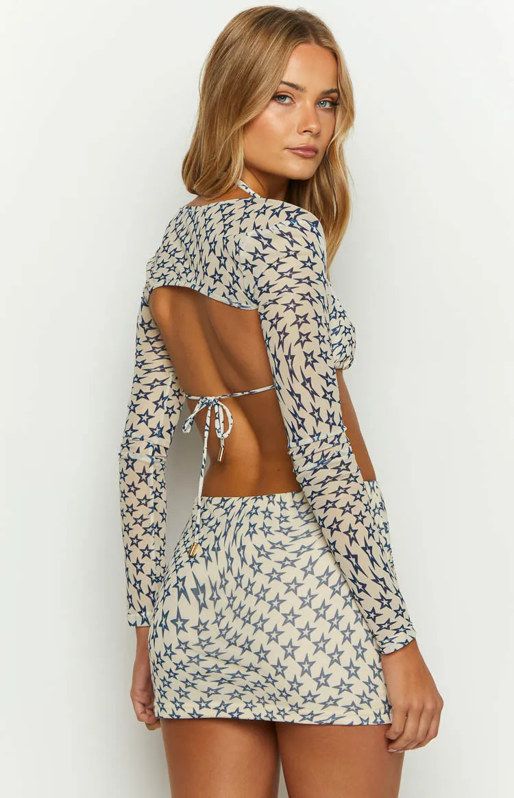 High Volume Star Print Mini Skirt sold by Beginning Boutique product image thumbnail 5