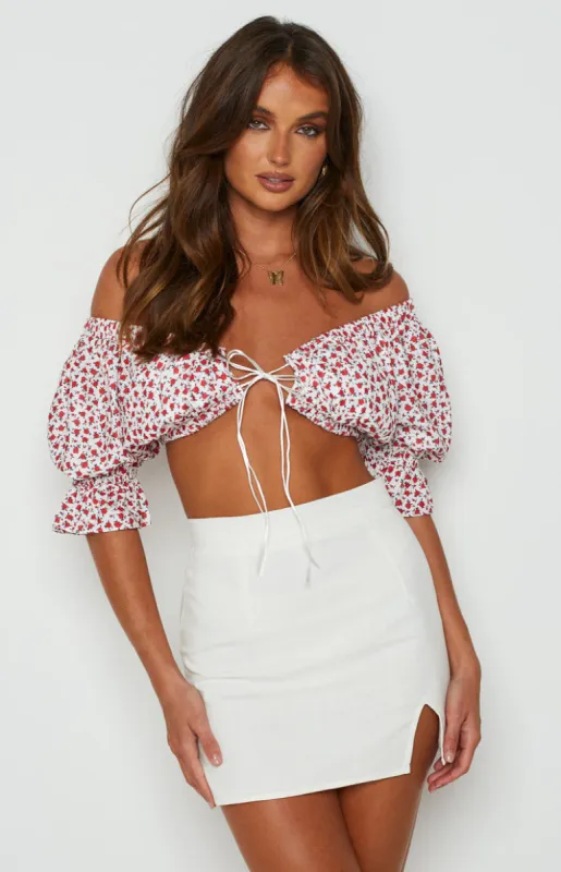 Alannah Crop Top White Floral sold by Beginning Boutique
