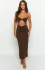 Juliete Brown Midi Dress sold by Beginning Boutique