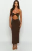 Juliete Brown Midi Dress sold by Beginning Boutique