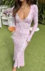 Zach Pink Long Sleeve Maxi Dress sold by Beginning Boutique
