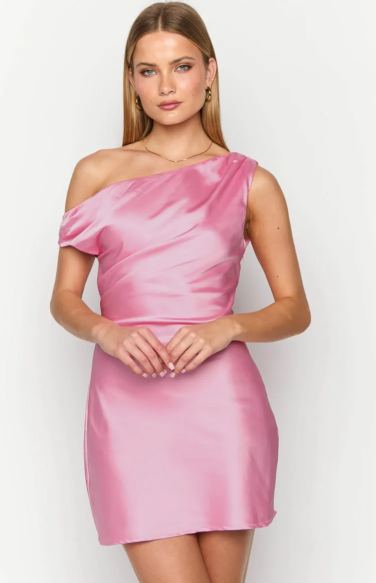 Lucas Pink Satin Mini Dress sold by Beginning Boutique
