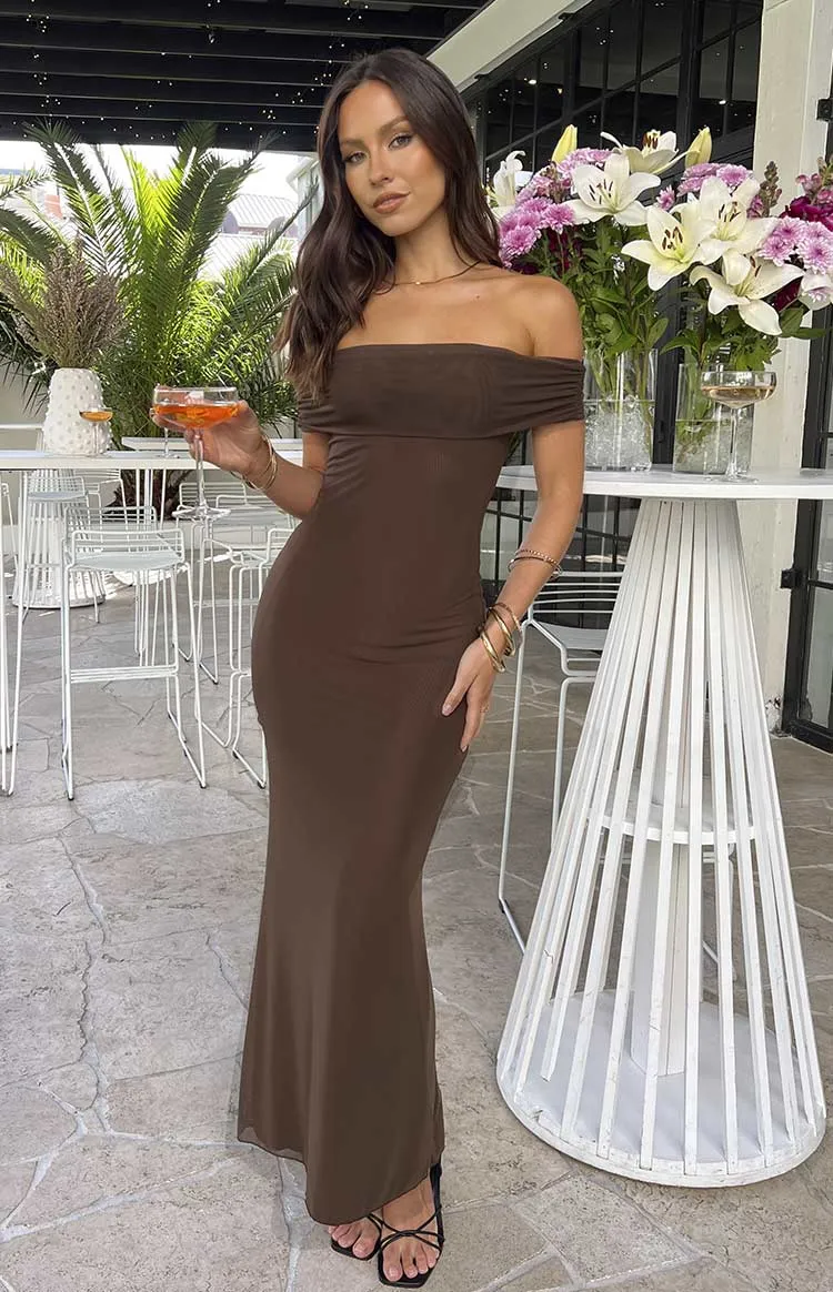 Amabella Brown Maxi Dress sold by Beginning Boutique
