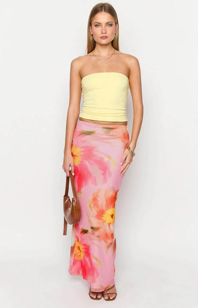 Esha Pink Floral Maxi Skirt sold by Beginning Boutique product image thumbnail 2