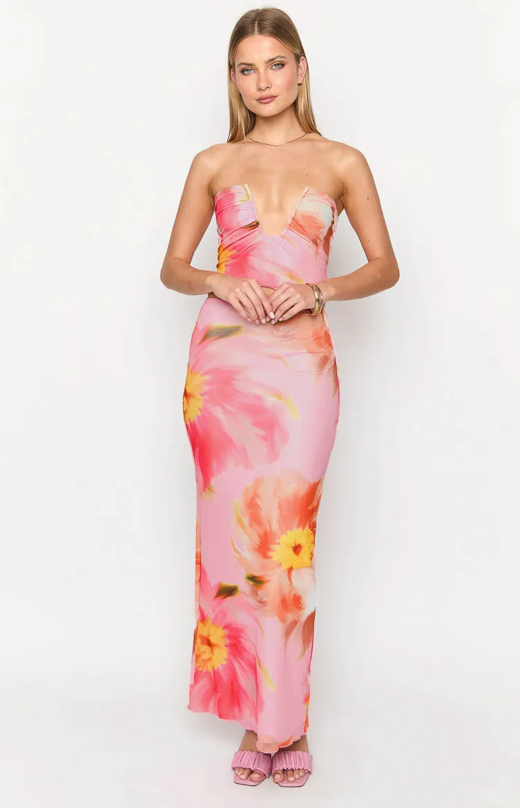 Esha Pink Floral Maxi Skirt sold by Beginning Boutique product image thumbnail 4