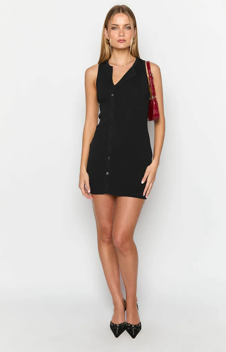 Lumi Black Button Up Mini Dress sold by Beginning Boutique product image thumbnail 3