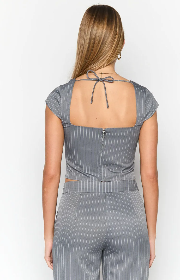 Louis Grey Striped Top sold by Beginning Boutique product image thumbnail 5