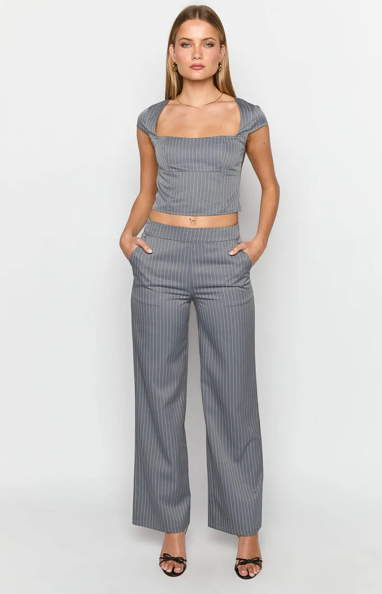 Louis Grey Striped Top sold by Beginning Boutique product image thumbnail 3