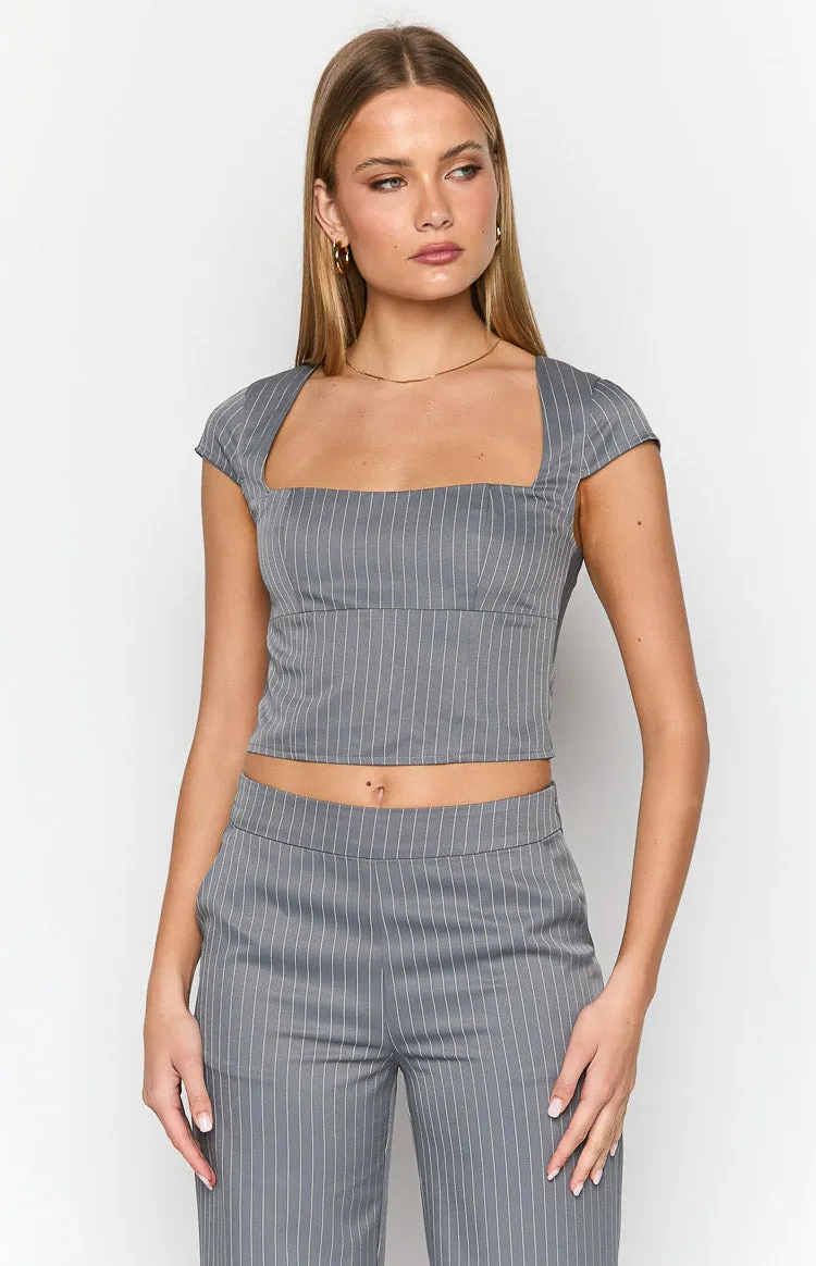 Louis Grey Striped Top sold by Beginning Boutique product image thumbnail 2