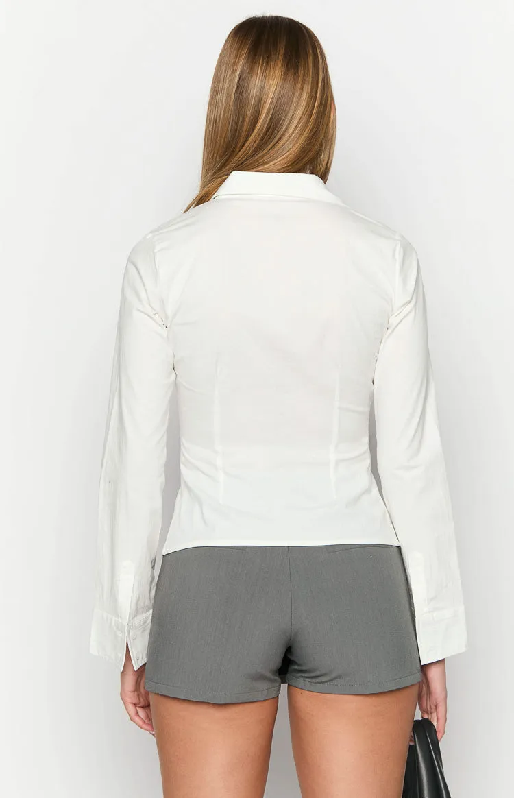 Helen White Fitted Long Sleeve Shirt sold by Beginning Boutique product image thumbnail 5