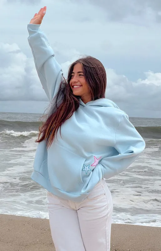 Beginning Light Blue Star Hoodie sold by Beginning Boutique