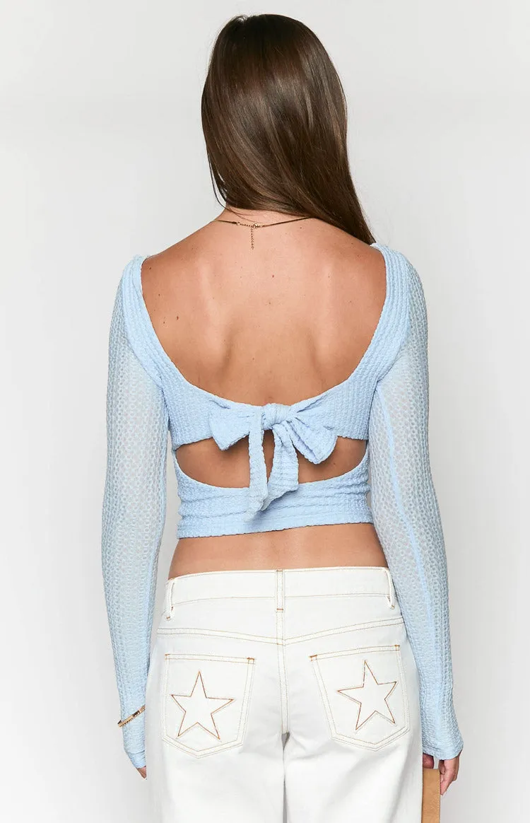 Vida Light Blue Long Sleeve Top sold by Beginning Boutique product image thumbnail 5