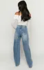 Sparks Mid Wash Denim Straight Leg Jeans sold by Beginning Boutique