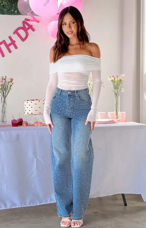 Sparks Mid Wash Denim Straight Leg Jeans sold by Beginning Boutique