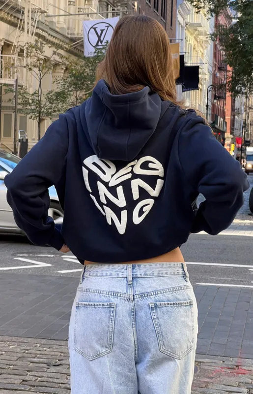 Beginning Navy Lovey Bubble Hoodie sold by Beginning Boutique