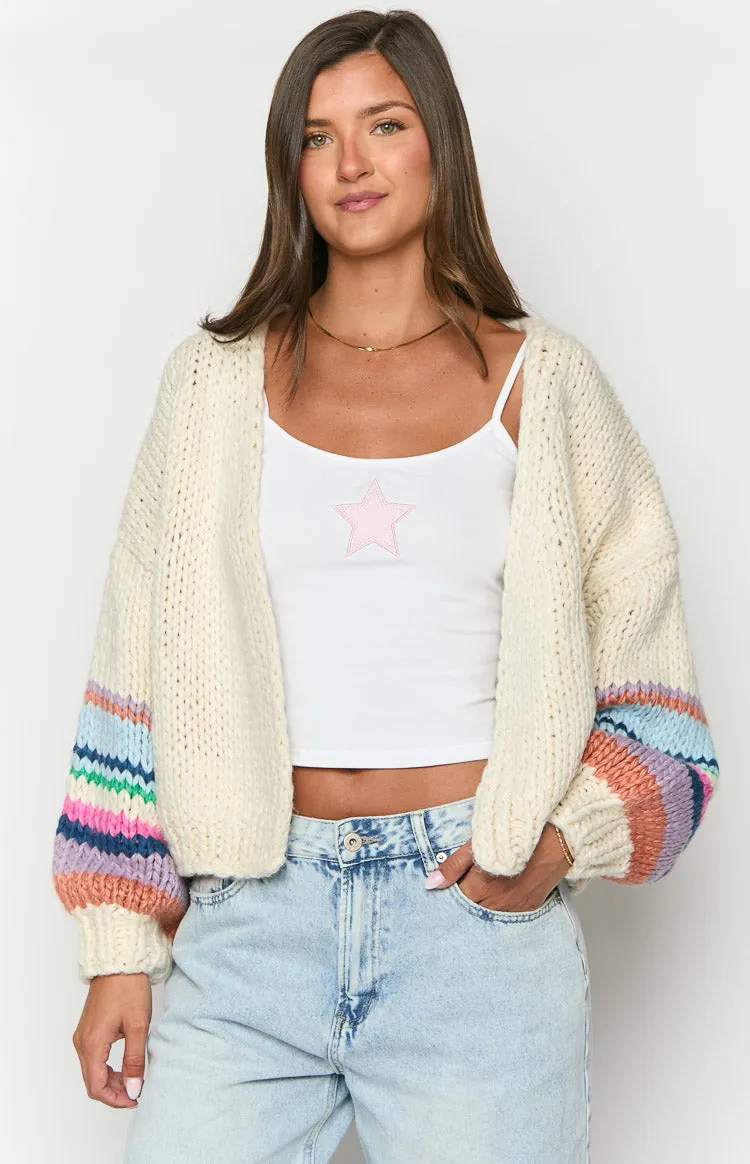 Bad Habits Cream Multi Knit Cardigan sold by Beginning Boutique product image thumbnail 2