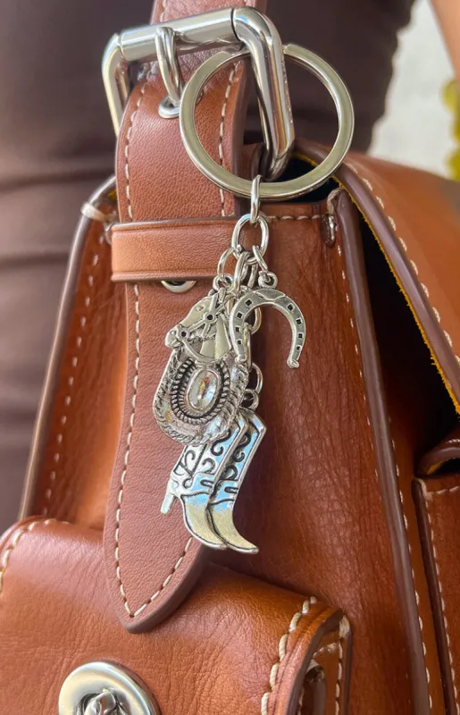 Yeehaw Silver Keychain sold by Beginning Boutique