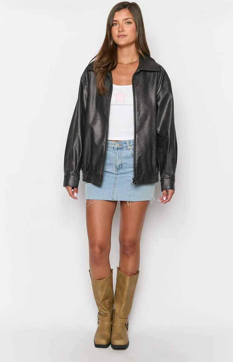 Abbi PU Vintage Black Bomber Jacket sold by Beginning Boutique product image thumbnail 3