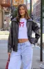 Abbi PU Vintage Black Bomber Jacket sold by Beginning Boutique