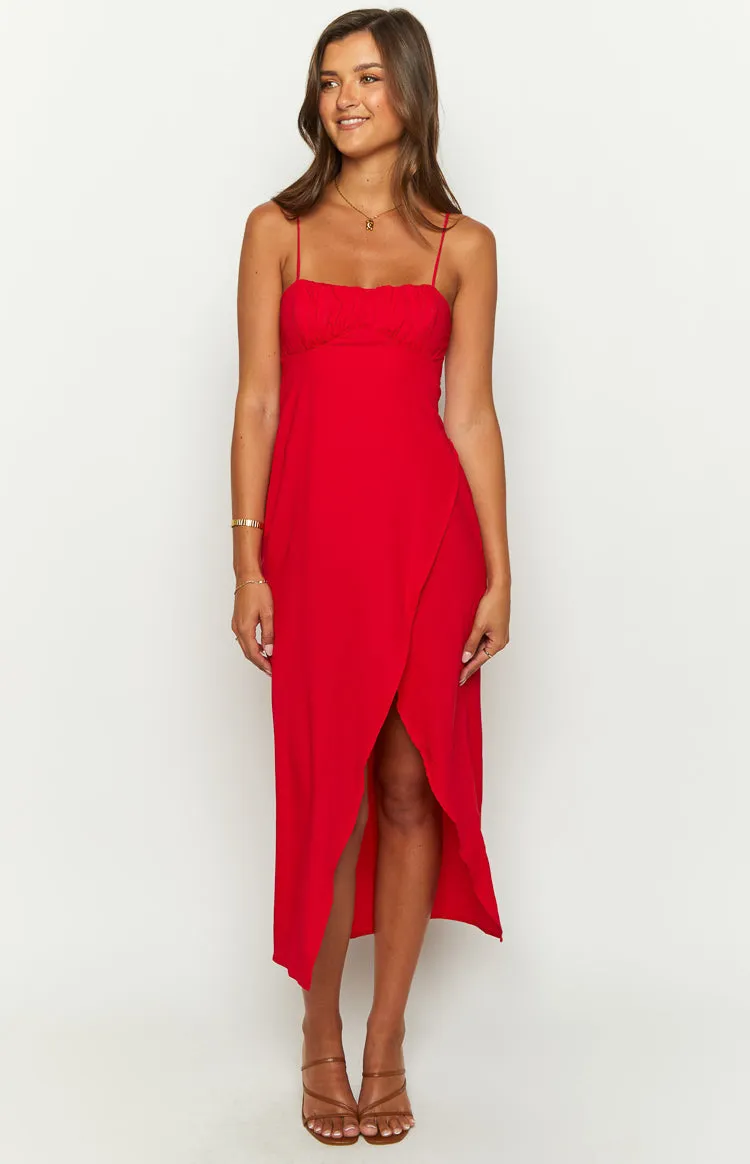 Kirrily Red Midi Dress sold by Beginning Boutique product image thumbnail 3