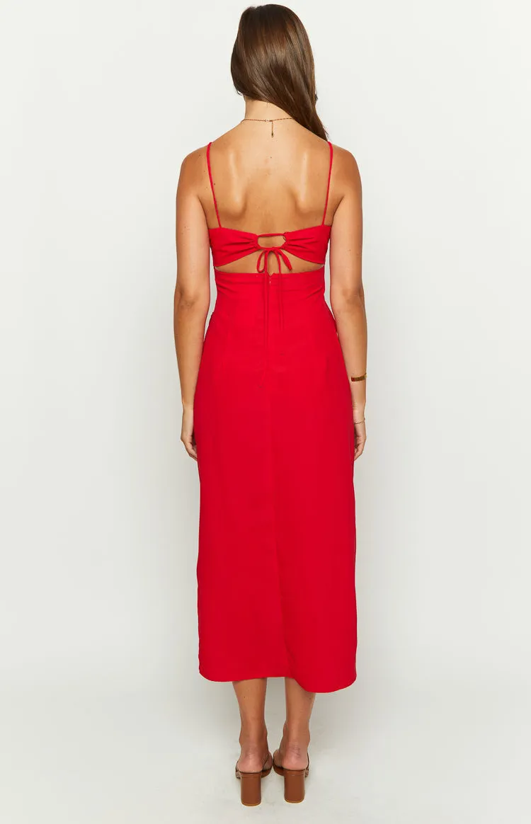 Kirrily Red Midi Dress sold by Beginning Boutique product image thumbnail 5