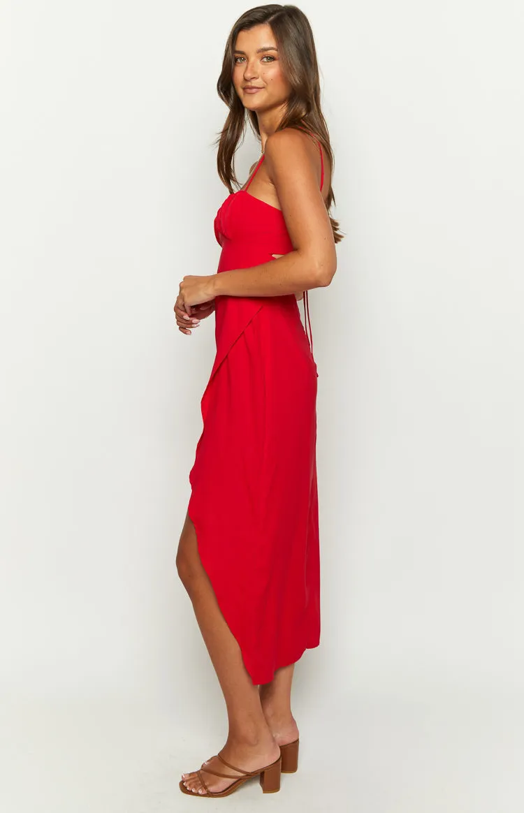 Kirrily Red Midi Dress sold by Beginning Boutique product image thumbnail 4