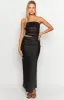 Elinor Black Satin Maxi Dress sold by Beginning Boutique