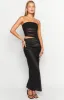 Elinor Black Satin Maxi Dress sold by Beginning Boutique
