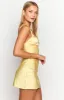 Marbelle Yellow Satin Mini Dress sold by Beginning Boutique