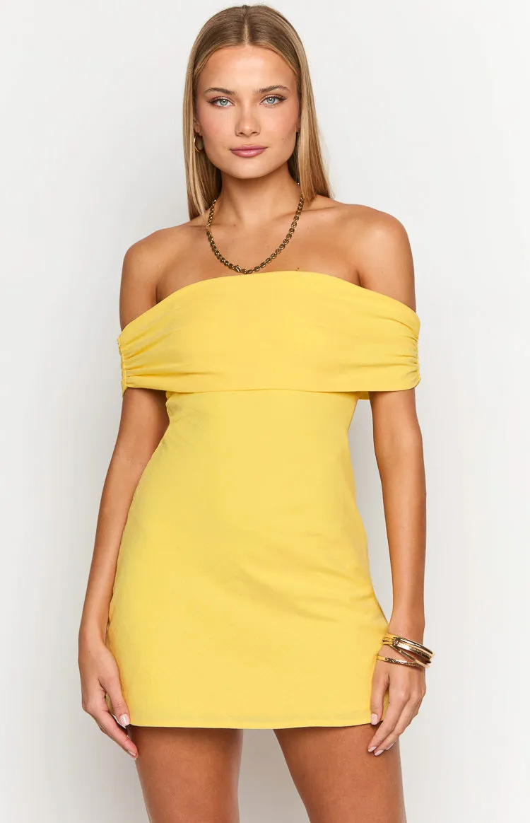 Primrose Yellow Off the Shoulder Mini Dress sold by Beginning Boutique product image thumbnail 2
