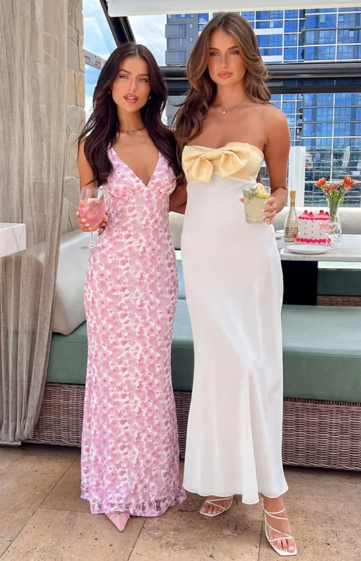 Honeydew Yellow Bow Maxi Dress sold by Beginning Boutique