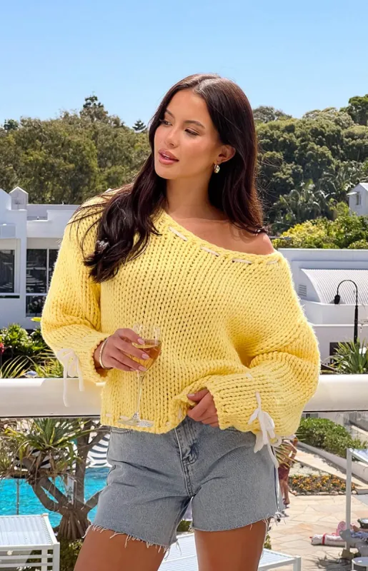 Bea Yellow Sweater sold by Beginning Boutique