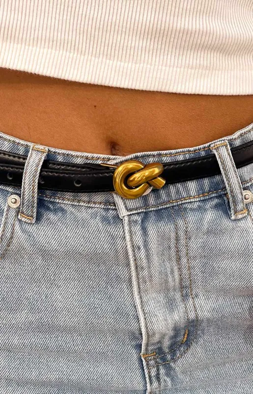 Reba Black PU Belt sold by Beginning Boutique